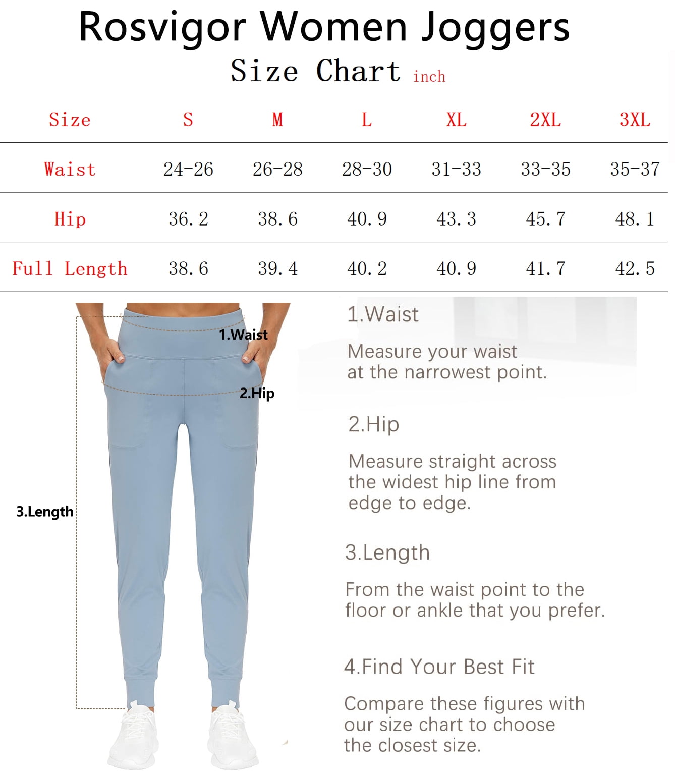 Rosvigor Yoga Women Joggers Athletic Pants for Women Elastic High Waisted Tapered Casual Pants with Pockets