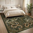 thumbnail image 3 of ODIKA 8'x10' Washable Area Rug Aesthetic With Vintage Scrollwork Accents Snake Tropical Botanical Playful for Dining Room, Large Office, Lounge, Non-Slip Chair-Friendly Mat, 3 of 7