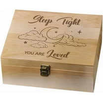 1 Pc Wooden Memory Keepsake Box Sleep Tight You Are Loved Box with Hinged Lids