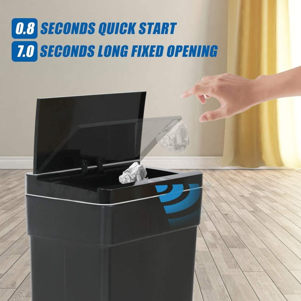 NiamVelo Automatic Trash Can 13 Gallon Garbage Bin Waste Bins with Lid Garbage Can Touch Free Trash Can Sensor Kitchen Waste Bin for Bedroom Bathroom Home Office, Black