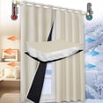 thumbnail image 2 of DONGPAI Blackout Curtains with Thermal Insulated Liner, Cold Blocking Thicken Cotton Drapes Quilted Winter Curtain for Living room Bedroom, 1 Panel, 2 of 7