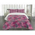 thumbnail image 3 of Ambesonne Pink and Grey Quilted Bedspread Set 3 Pcs, Lace Swirled Circle, King Size, Fuchsia Magenta Grey, 3 of 5