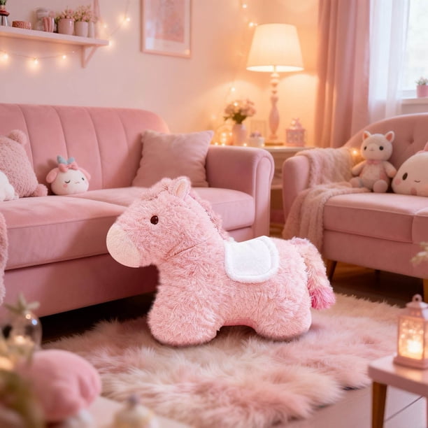 Cojín de sofá de caballo de juguete para la decoración del hogar durante el Festival de Primavera Un regalo para regalar Muñeca de caballo rosa