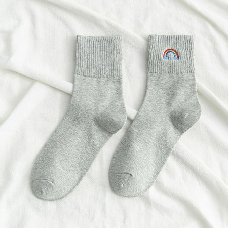 

Women Cotton Print Embroidered Design Cycle Sport Pattern Couple Socks Grey