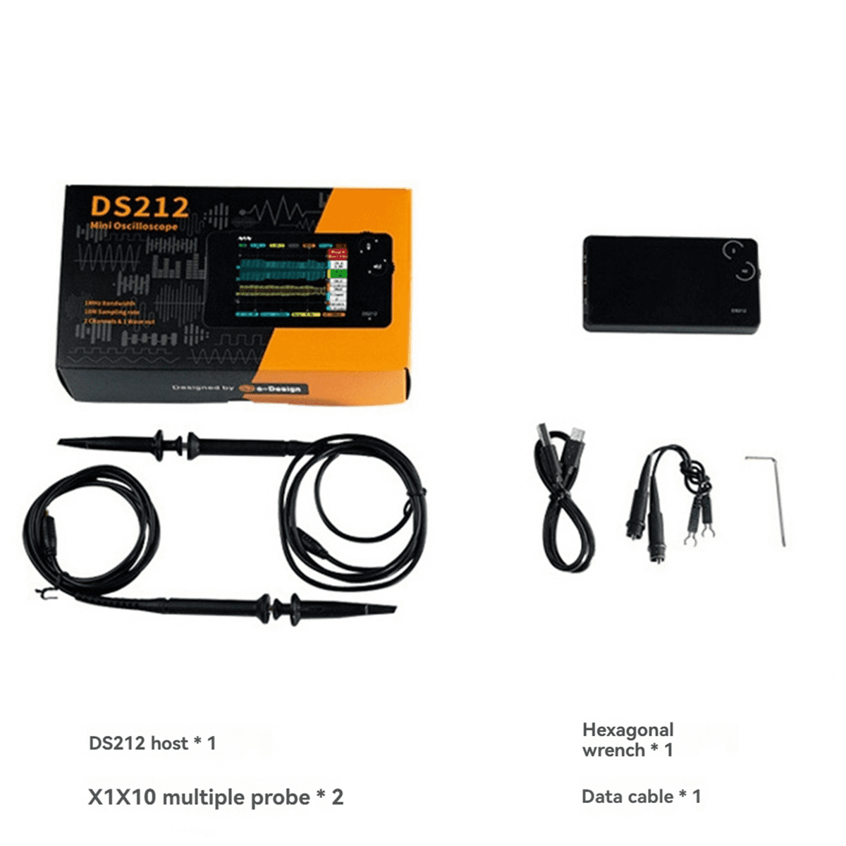 DS212 Digital Oscilloscope 2 Channels 10MSa/S Max Sampling Rate Mini Smart Handheld Osciloscopio for Car Repairing