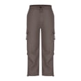 thumbnail image 6 of Womens Cargo Pants Wide Leg High Waist Trousers with Multi Pocket Lightweight Casual Baggy Pants Y2k Brown 5XL, 6 of 7