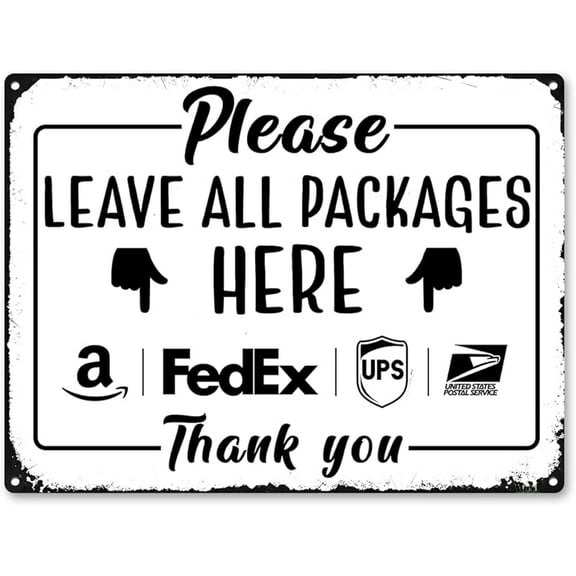 Package Delivery Sign - Delivery Signs For Packages - Please Place Packages In Box Aluminum Rust Free, Pre-Drilled Holes, Weather Resistant 8 x 12 inches