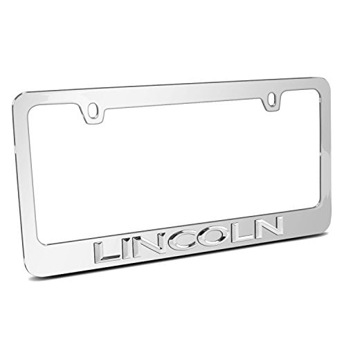 Lincoln Chrome Logo On Black License Plate Frame