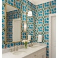 thumbnail image 3 of S4sassy Self Adhesive Wallpaper, Botanical Flower Wallpaper, Blue Removable DIY Vinyl Tile Pattern Wall Covering, Textured Peel & Stick Contact Paper for Entryway wall, Kitchen Backsplash (25"x360"), 3 of 9