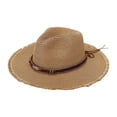thumbnail image 4 of FUZHIQ Cowboy Straw Hat for Men Women Frayed Brim Woven Fedora Sun Hat Vintage Summer Cap for Outdoor Beach Vacation Travel,One Size, 4 of 5