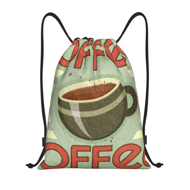 Fotbe Retro Cover For Coffee Bolsa Mochila con Cordón Estampada, Bolsa de Gimnasio Deportiva, Bolsa Cinch, Bolsa con Cordón para Hombres y Mujeres-Small