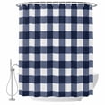thumbnail image 2 of Navy Blue Check Waterproof Fabric Shower Curtain,Farmhouse Buffalo Plaid Blue Waterproof Fabric Shower Curtain for Bathroom Curtains Bathtubs Hotel Shower Curtains with 12 Hooks Standard 66x72, 2 of 8