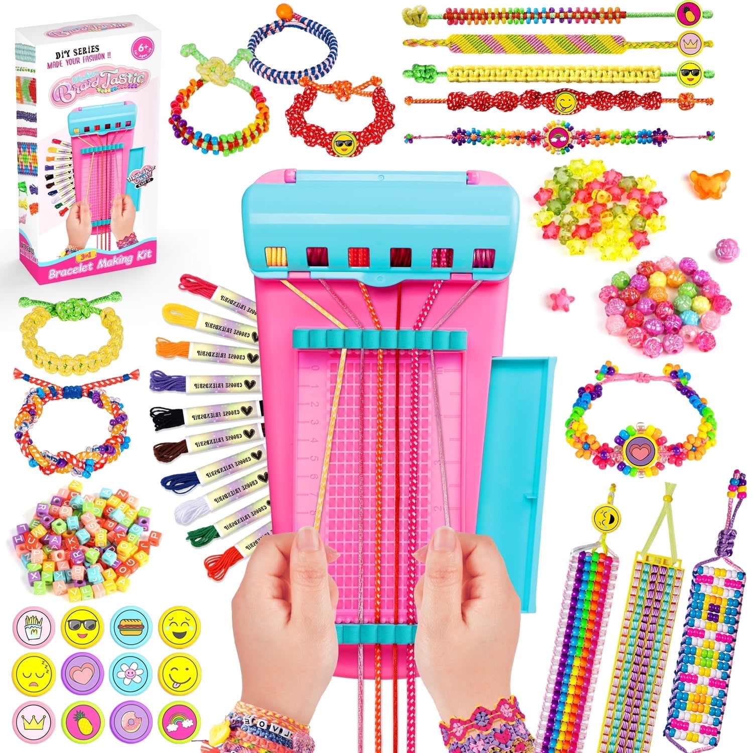 Carsky Friendship Bracelet Maker Kit for Kids 6+, Easy DIY Craft Set for Beginners & Advanced Makers, Pink Art Craft Set Birthday Christmas Gift Toys for Girls 7 8 9 10 11 12