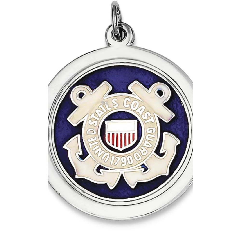 IceCarats 925 Sterling Silver Us Coast Guard Disc Necklace Pendant