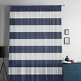 thumbnail image 5 of Blue Stripes Semi Sheer Curtains Drapes for Living Room, Bedroom, French Doors Window 45 Inches Long, Simple Blue White Texture Rod Pocket Chiffon Curtain Drapery Voile Draperies Panel, 5 of 6