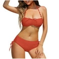 thumbnail image 2 of Sakmal Tie Front Swimsuit Two Piece Sets Bikinis Red High Waisted Bathing Suits Push Up Halter Triangle Swimsuit Sets, 2 of 5