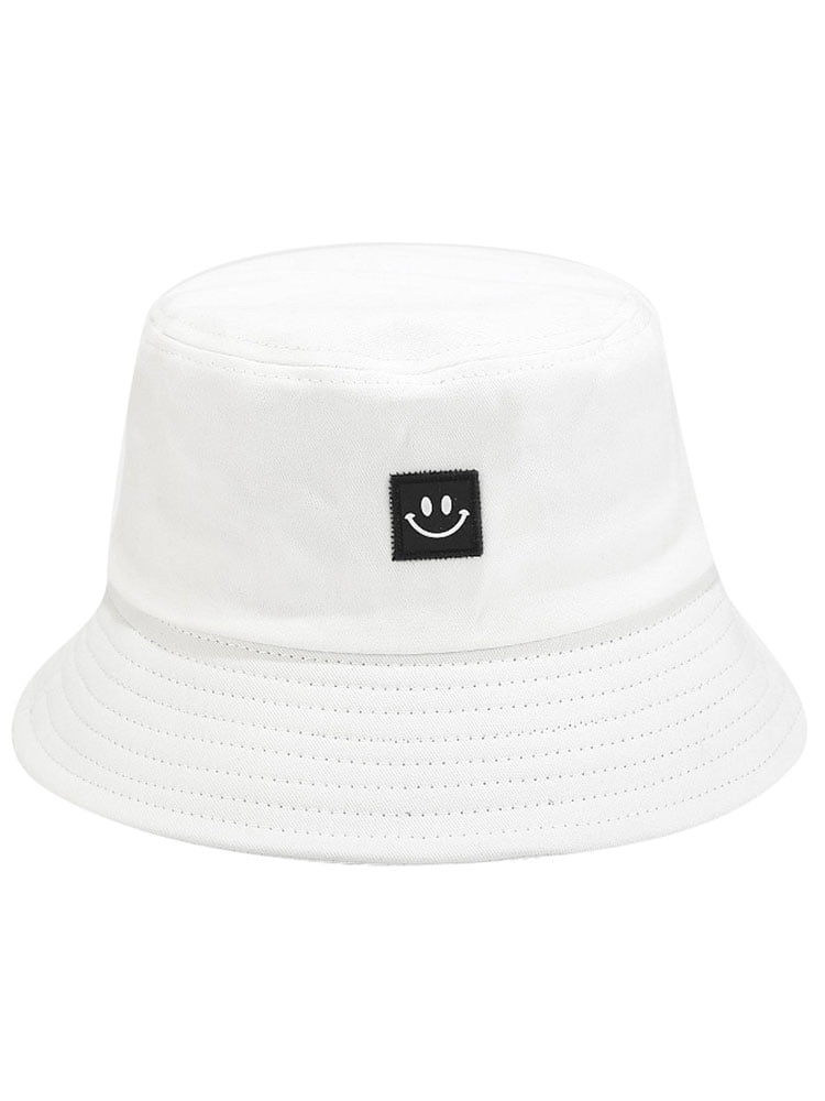 Unisex Flat Fisherman Hat,Vintage Smiley Face Bucket Hip Hop Sunscreen Fishing Outdoors Cap residentD