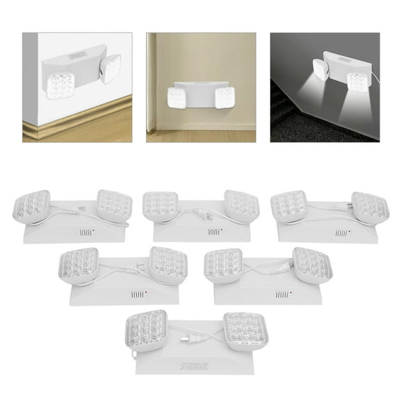 6 Pack LED Emergency Exit Light Adjustable 2 Head W/ Battery Back-up  924  For Hotels, Apartments