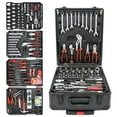 thumbnail image 2 of Black Aluminum Trolley Case Tool Set, Silver Hand Tool Box with 4 Layers of Toolset and Wheels, Household Hand Kit Plastic Toolbox Storage Case for House Repair, Garden, Office, 2 of 7