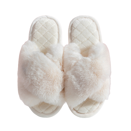 

ONTNO Women s Memory Foam Slippers Comfortable Faux Fur Women s Open Toe Indoor Slipper White