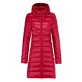 thumbnail image 1 of Chaqueta de plumón ligera para mujer, chaqueta ajustada de longitud media con capucha para otoño e invierno, talla grande, gorro de lana, 1 of 5