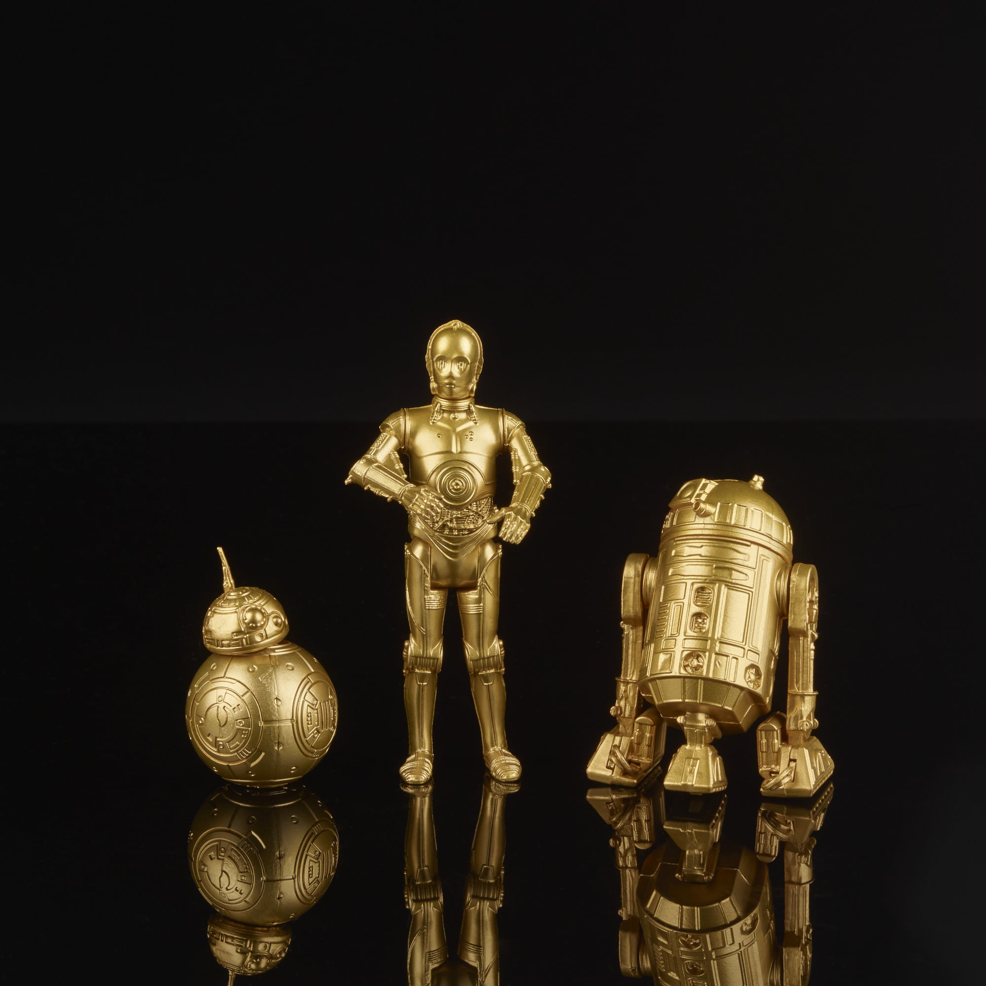 STAR WARS 3 PACK C-3PO BB-8 R2-D2 Gold commemorative Walmart EXCLUSIVE edition 