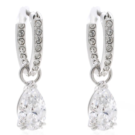 Swarovski Millenia White Rhodium Plated Pear Cut Hoop Earrings