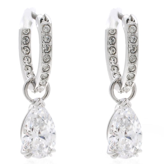 Swarovski Millenia White Rhodium Plated Pear Cut Hoop Earrings