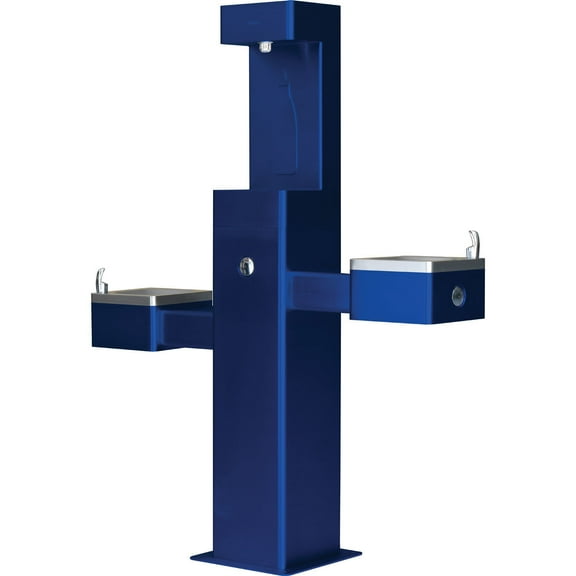 Outdoor Bottle Filling Station & Bi-Level Drinking Fountain, Blue Powder Coat