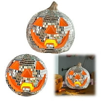 Disco Pumpkins, Disco Pumpkin Home Decor LED Glowing Pumpkin Disco Ball for Festive Halloween Party Table or Room Display,12.5cm, silver