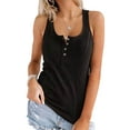thumbnail image 2 of Versatile Women's Solid Color Sleeveless Tank Top Blouse Shirts for Any Occasion Black XL, 2 of 4