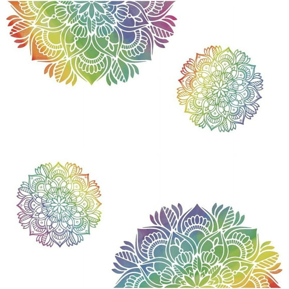 Mandala Wall Decal Boho Mandala Wall Sticker Colorful Boho Mandara Style Floral Large Vinyl Art Decor for Bedroom Living Room Sofa Backdrop Studio