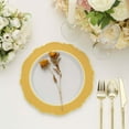 thumbnail image 6 of Efavormart 10 Pack | 10" Gold / White Plastic Party Plates With Round Blossom Design, Disposable Dinner Plates With Gold Rim, 6 of 11