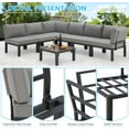 thumbnail image 6 of YODOLLA 7 piece Outdoor Patio furniture Set Clearance Metal Patio Sectional Sofa Set on sale with Grey Cushions and 30" Fire Pit Table, 6 of 9