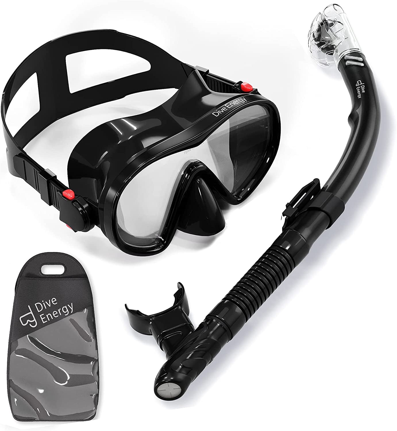 Dry Top Snorkel Set with Purge Valve Mask and Snorkel Set for Adults AntiFog Tempered Glass