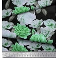 thumbnail image 2 of Soimoi Tissu en Coton Canard Imprimé Feuilles & Roses Tissu de Couture Yard 42 Pouces de Large, 2 of 3