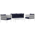 thumbnail image 2 of Modway Harmony 5 Piece Outdoor Patio Aluminum Sectional Sofa Set in White Navy, 2 of 7