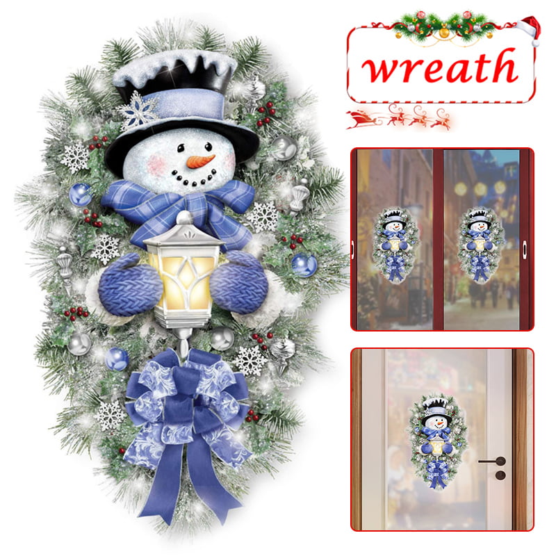 Details about   Door Window Decals Home Snowman Christmas A Warm Winter Wreath Stickers Welcome 