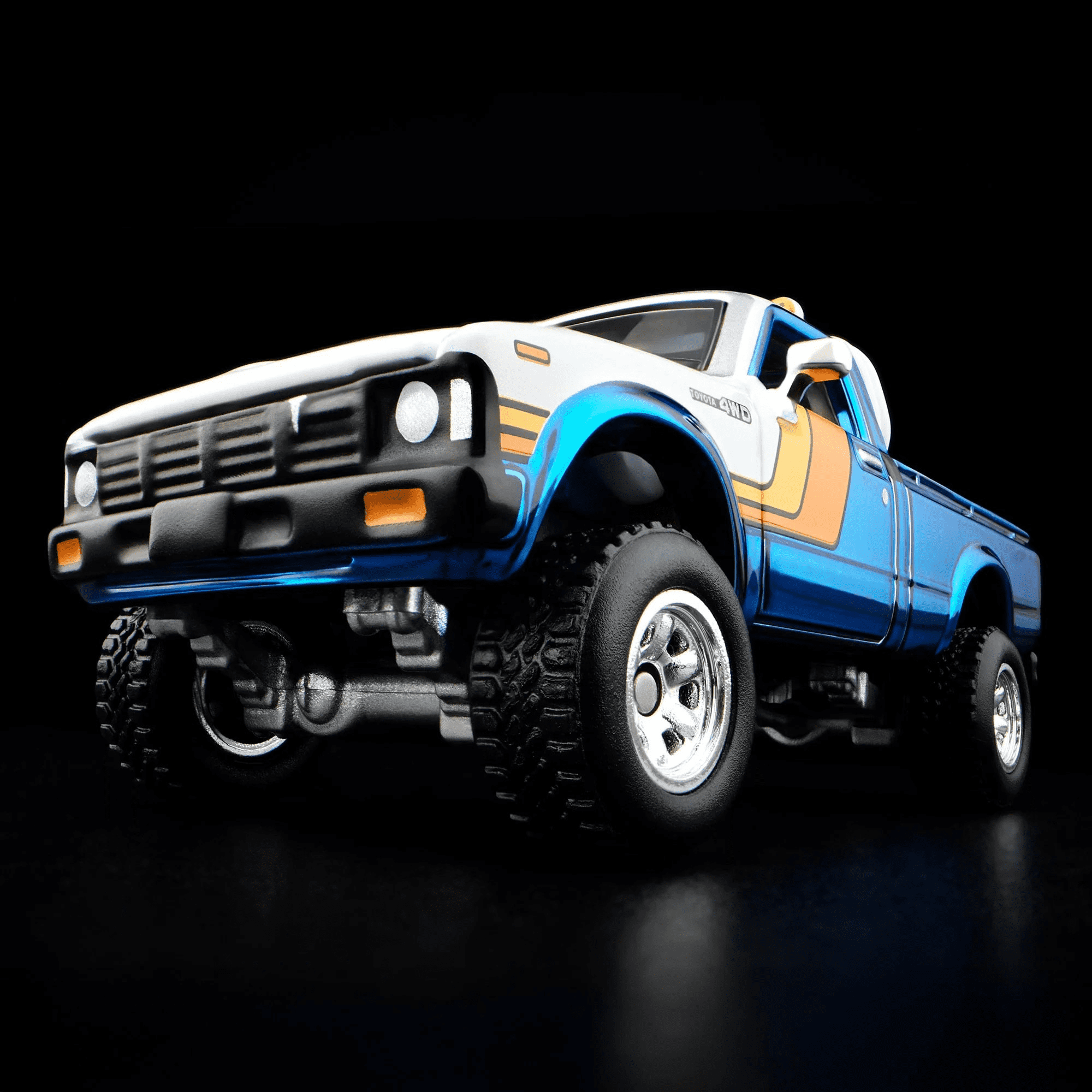 Hot Wheels RLC ’81 Toyota SR5 4WD Pickup Truck – 1:64 Premium Die-Cast, Spectraflame Ice Blue, Opening Hood & Tailgate, Real Riders Off-Road Wheels, Collector Exclusive