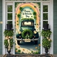 thumbnail image 3 of Green Themed St Patrick's Day Banner Clover Pattern Rainbow Backdrop Vintage Truck Design Shamrock Decor Luck Themed Display for St Patrick's Day Celebration Festival Indoor Decoration, 3 of 9