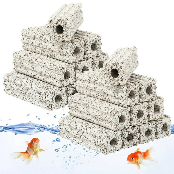 Aquarium Médias de Filtre, 20 Pcs Grand Aquarium Bio Médias Blocs 6,3 Pouces, Réservoir de Poissons en Céramique Bio Médias avec des Trous Minuscules Denses pour Puisard Réservoir, Filtre de Bidon, Filtres Supérieurs, Étang Koi