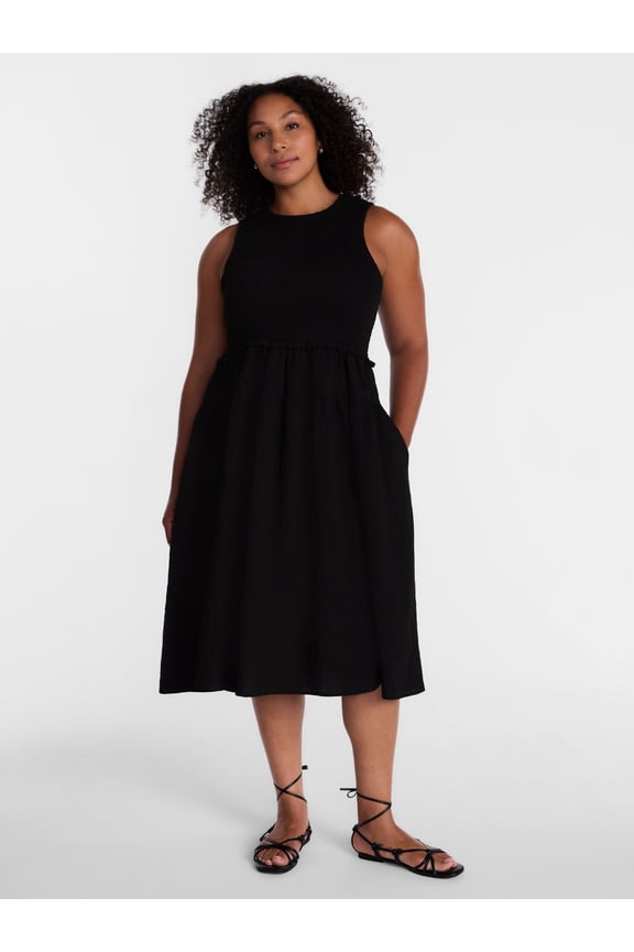 Women's Tiered Midi Dress with Flutter Sleeves, Sizes XS-XXXL