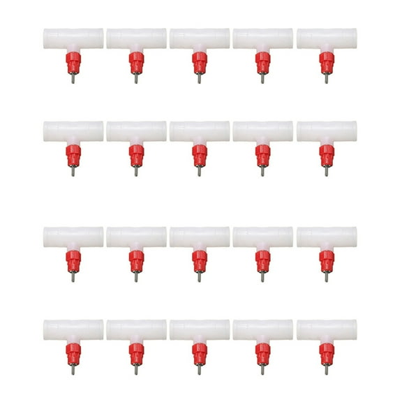 Chicken Nipples Tee Fittings - Fully Automatic Poultry Waterers Kit Chicken Water Drinker 20 Pack