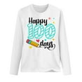 thumbnail image 5 of 100 Days Of School Shirt for Women Teacher Graphic Long Sleeve Crew Neck T Shirt Casual Blouse,White,M, 5 of 5