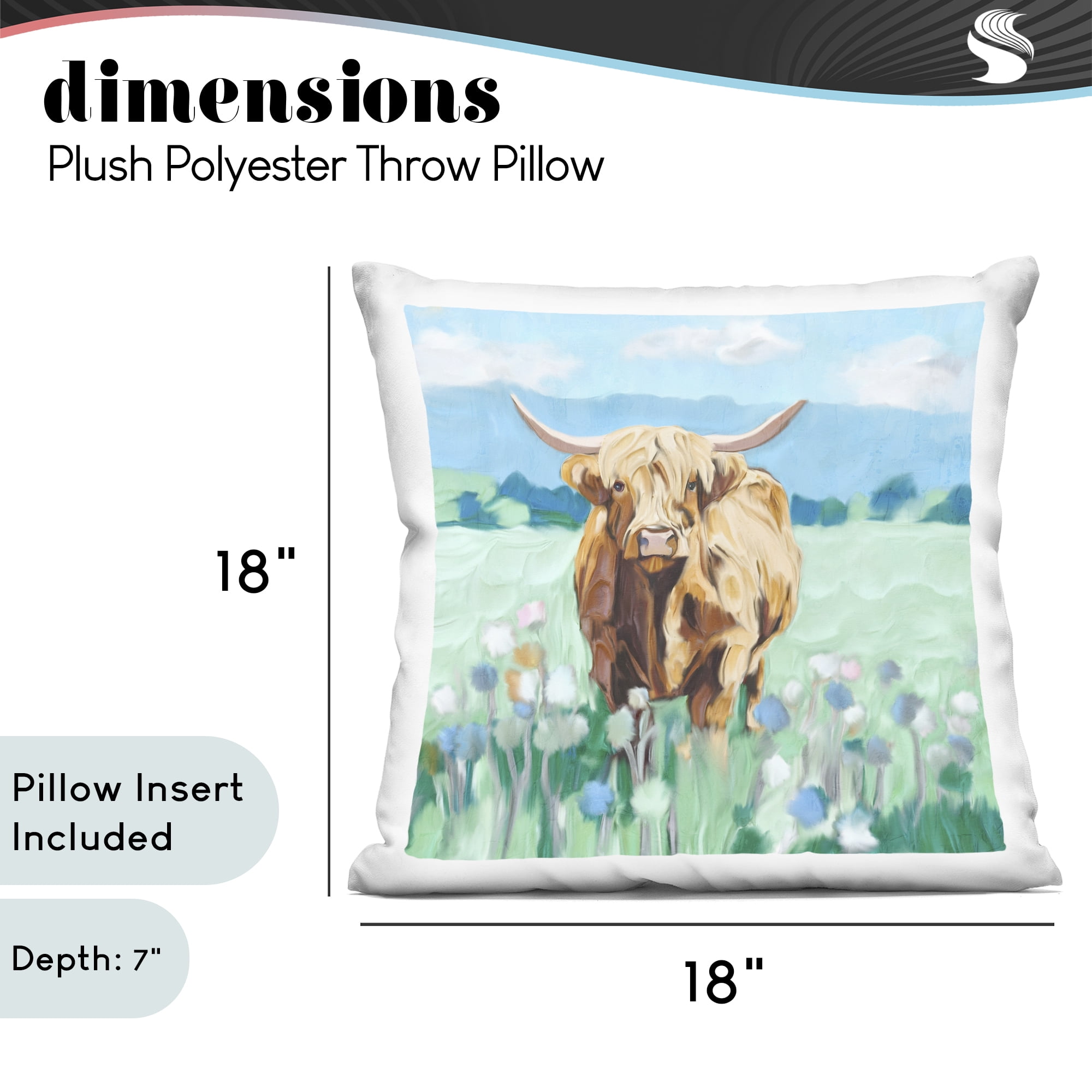 Stupell Industries Blue Sky Highland Decorative Printed Throw Pillow, design by Kim Allen
