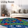 thumbnail image 2 of ODIKA 5'x7' Machine Washable Non-Slip Area Rug, Festive Holly Wreath Doormat with Cardinal Birds & Snowflake Accents High Traffic Rug with Pad, Blue, 734739, 2 of 8