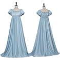 thumbnail image 2 of Oksale Empire Waist Gown Dresses for Women Formal Floor Length Evening Dress Elegant Puff Sleeve Gowns Renaissance Medieval Maxi Dresses Off the Shoulder Victorian Dress Light Blue, 2 of 8
