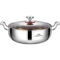 thumbnail image 2 of Stainless Steel Soup Pot, Fast Heat Conduction Stockpot with Glass Lid, 32cm Large Capacity Hot Pot for Gas Induction Cookers Sturdy Handles, 2 of 7