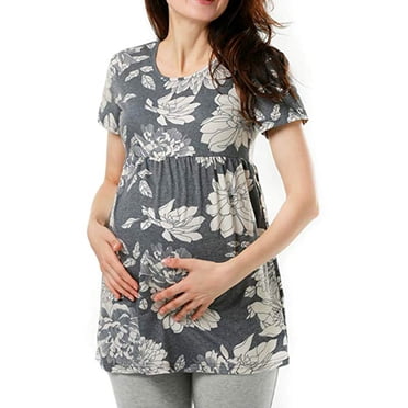 Julyccc Maternity Dot Polka Round Neck Short Sleeve Tunic Tops