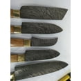 thumbnail image 4 of 5 pieces chef knives set, overall 54 inches full tang hand forged Damascus steel blade, custom made leather sheath, 4 of 5